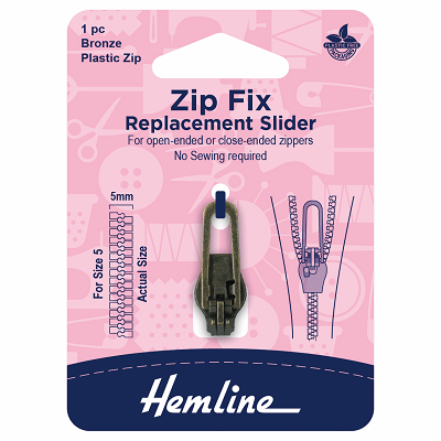 H167.01.BR -  Zip Fix: For Plastic: Size 5: Bronze