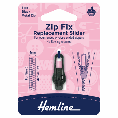 H167.02.BK -  Zip Fix: For Metal: Size 5: Black