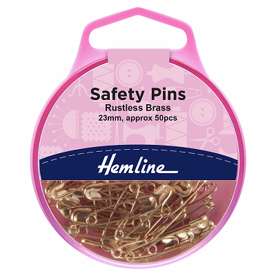 H419.00 Safety Pins: Brass: 23mm: 50 Pieces