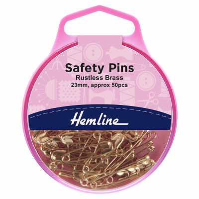 H419.00 Safety Pins: Brass: 23mm: 50 Pieces..