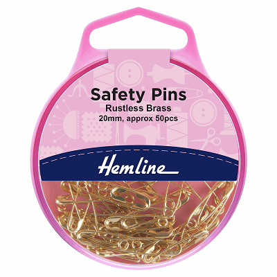 H419.000 Safety Pins: Brass: 20mm: 50 Pieces 