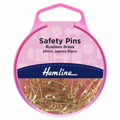 H419.000 Safety Pins: Brass: 20mm: 50 Pieces.. 