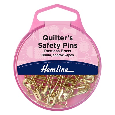 H419.2 Safety Pins: Quilter's: Rustless Brass: 38mm: 24 Pieces