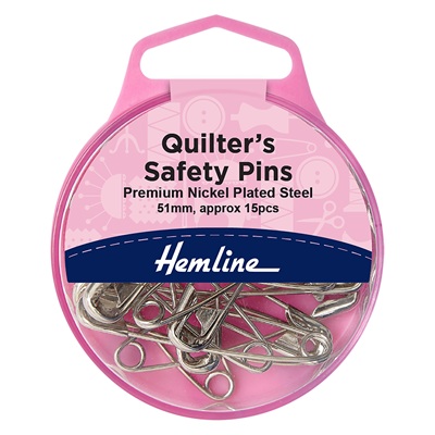 H419.3.NK.P Safety Pins: Quilter's: Premium Nickel Plated Steel: 51mm: 15 Pieces