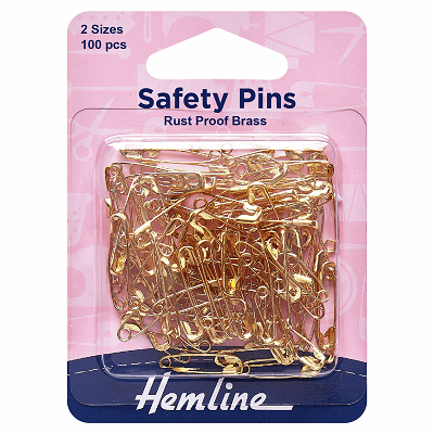 Hemline Gold Black Safety Pins 50 Pack