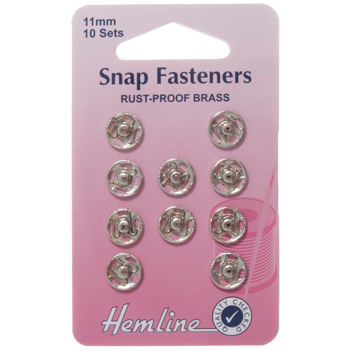 H420.11 Sew On Snap Fasteners: Nickel - 11mm ..