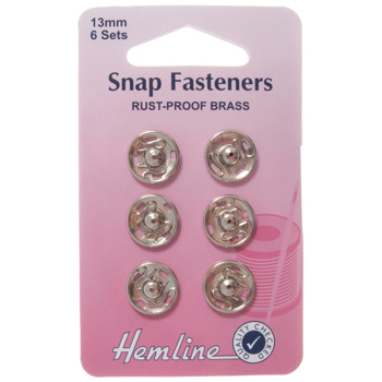 H420.13 Sew On Snap Fasteners: Nickel - 13mm 