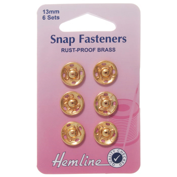 H420.13.G Sew On Snap Fasteners: Gold - 13mm.. 