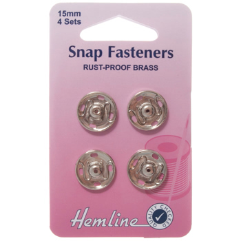 H420.15 Sew On Snap Fasteners: Nickel - 15mm ..