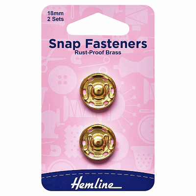 H420.18.G Snap Fasteners: Sew-on: Gold: 18mm: Pack of 2.. 