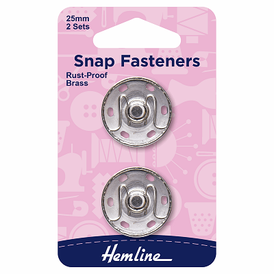 H420.25 Snaps Fasteners: Sew-On: Silver: 25mm: Pack of 2