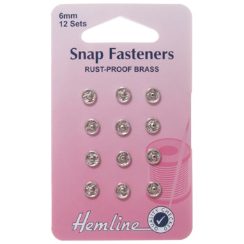 H420.6 Sew On Snap Fasteners: Nickel - 6mm 