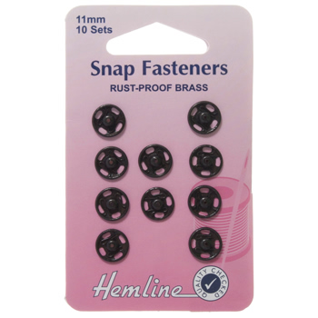 H421.11 Sew On Snap Fasteners: Black - 11mm ..