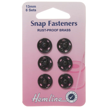 H421.13 Sew On Snap Fasteners: Black - 13mm ..
