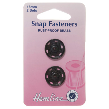 H421.18 Sew On Snap Fasteners: Black - 18mm 