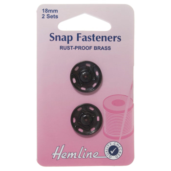 H421.18 Sew On Snap Fasteners: Black - 18mm.. 