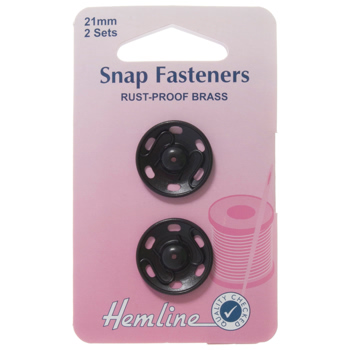 H421.21 Sew On Snap Fasteners: Black - 21mm 