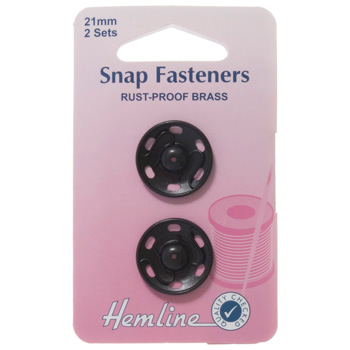 H421.21 Sew On Snap Fasteners: Black - 21mm ..