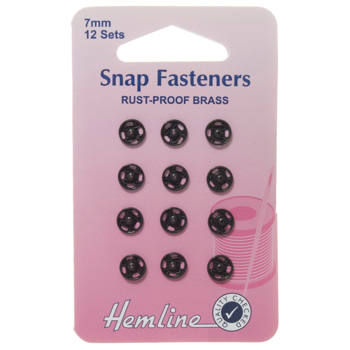 H421.7 Sew On Snap Fasteners: Black - 7mm 