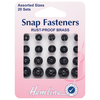 H421.99 Sew On Snap Fasteners: Assorted - Black..