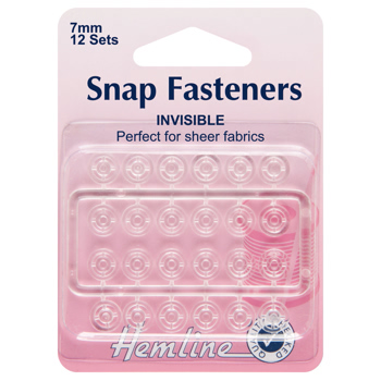 H422 Sew On Snap Fasteners: Clear (Invisible) - 7mm ..