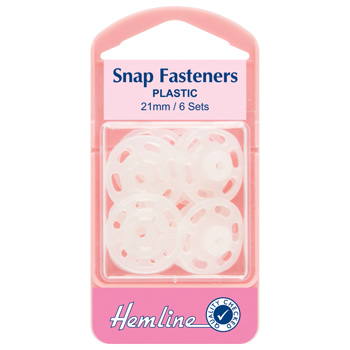 H424.XL Sew On Snap Fasteners: Clear (Plastic) - 21mm 