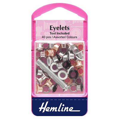 H435 Eyelets with Tool: Asstd Colours - 5.5mm - 40pcs.. 