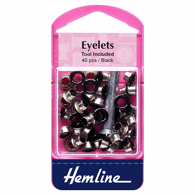 H435B Eyelets with Tool: Black - 5.5mm - 40pcs 