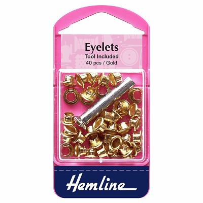 H435G Eyelets with Tool: Gold - 5.5mm - 40pcs 
