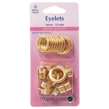 H438PR.14.G Eyelets Refill Pack: Gold/Brass - 14mm (G) 