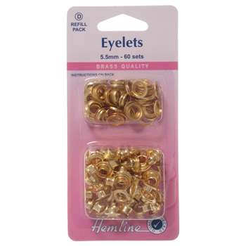 H438PR.5.G Eyelets Refill Pack: Gold/Brass - 5.5mm (D) 