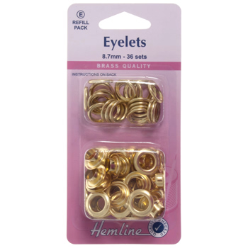 H438PR.8.G Eyelets Refill Pack: Gold/Brass - 8.7mm (E) 