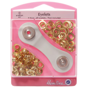 H438P.5.G Eyelets Starter Kit: Gold - 5.5mm (D) 