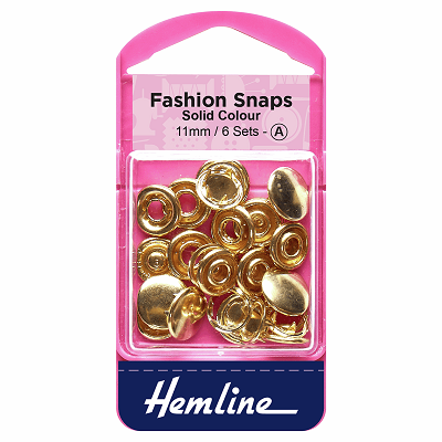 H440\GLD Fashion Snaps: Solid Top: 11mm: Gold: 6 Sets..