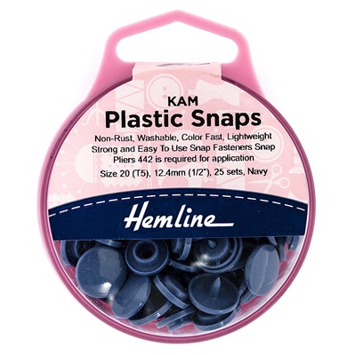 H443.NAVY - Snap Fasteners: Plastic: KAM: 25 x 12.4mm Sets - Navy