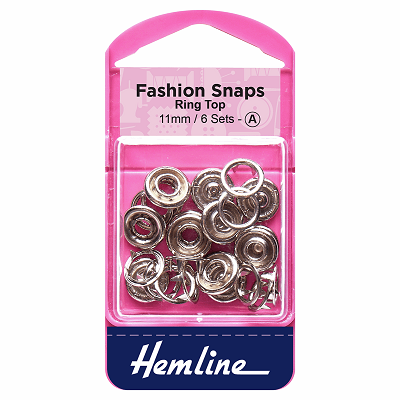 H445\SIL Fashion Snaps: Ring Top: 11mm: Silver: 6 Sets