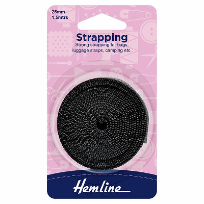 H450.25.B Strapping: 1.5m x 25mm: Black