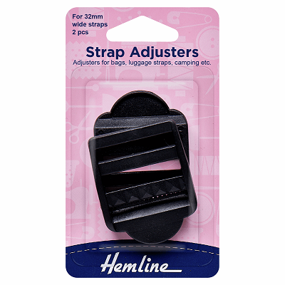 H451.32.B Strap Adjustable Buckle: 32mm: Black: 2 Pieces..