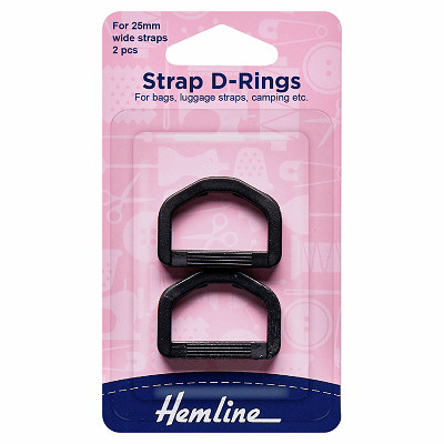 H452.25.B Strap D Rings: 25mm: Black: 2 Pieces