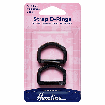 H452.25.B Strap D Rings: 25mm: Black: 2 Pieces..