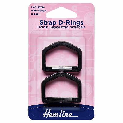 H452.32.B Strap D Rings: 32mm: Black: 2 Pieces