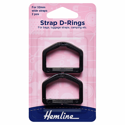 H452.32.B Strap D Rings: 32mm: Black: 2 Pieces..