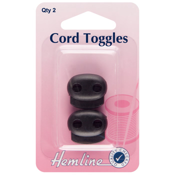 H459.2.B Adjustable Cord Toggles: Black - 6mm 