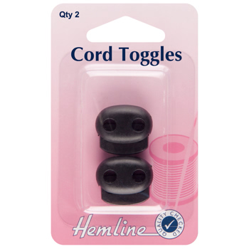 H459.2.B Adjustable Cord Toggles: Black - 6mm ..