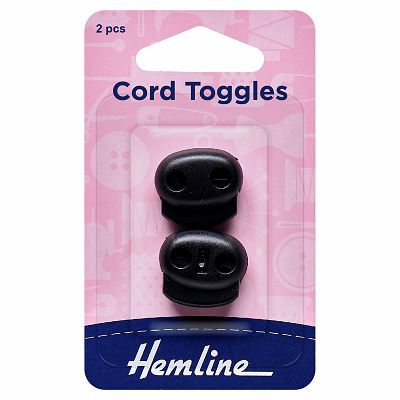 H459.2.B Adjustable Cord Toggles: 6mm: Black: 2 Pieces..
