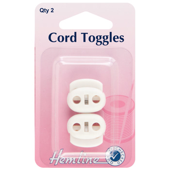 H459.2.W Adjustable Cord Toggles: White - 6mm ..