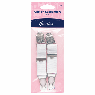 H464.CW Clip-on Suspenders: White: 1 Pair..