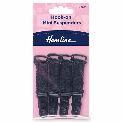 H464.MB Hook-on Mini Suspenders: Black: 2 Pairs