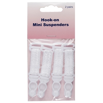 H464.MW Hook-on Mini Suspenders: White: 2 Pairs..