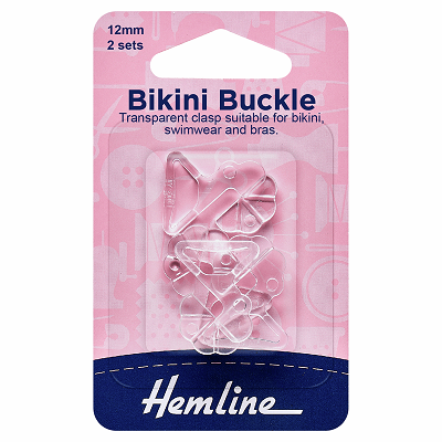 H465 Bikini Buckles: 12mm: Clear: 2 Sets